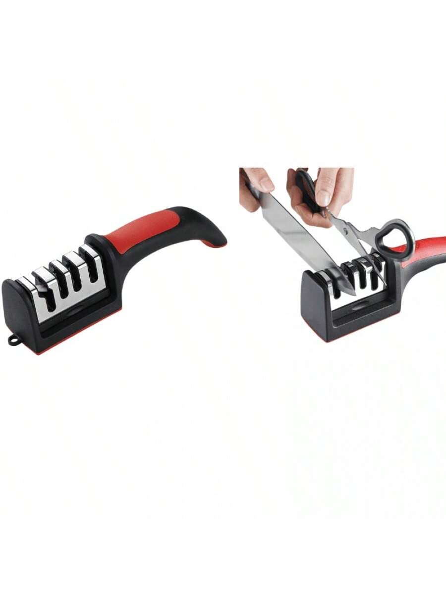 Afilador de cuchillos multifuncional de cuatro secciones (a granel) con gancho