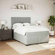 vidaXL Boxspringbett Mit Matratze Hellgrau 140x200 Cm Samt - Grigio - Visualizzare 3