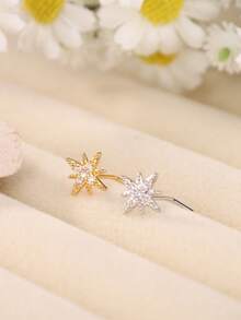 1PC 20G L Shaped Nose Stud Starburst Shape With Sparkly CZ – Gold Plated Star Nose Piercing Jewelry For Women, Perfect For Daily Wear, Parties, And Gifts