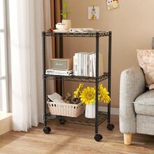GSYY Small 3 Tier Shelves Sage Wire Shelng Unit Metal Shelf Adustabrganizers Sage Shelng With Wheels For Bathro Laundry Ro  Pantry12 D X 18 W X 30.7 H Black - 黑色 - 查看 7