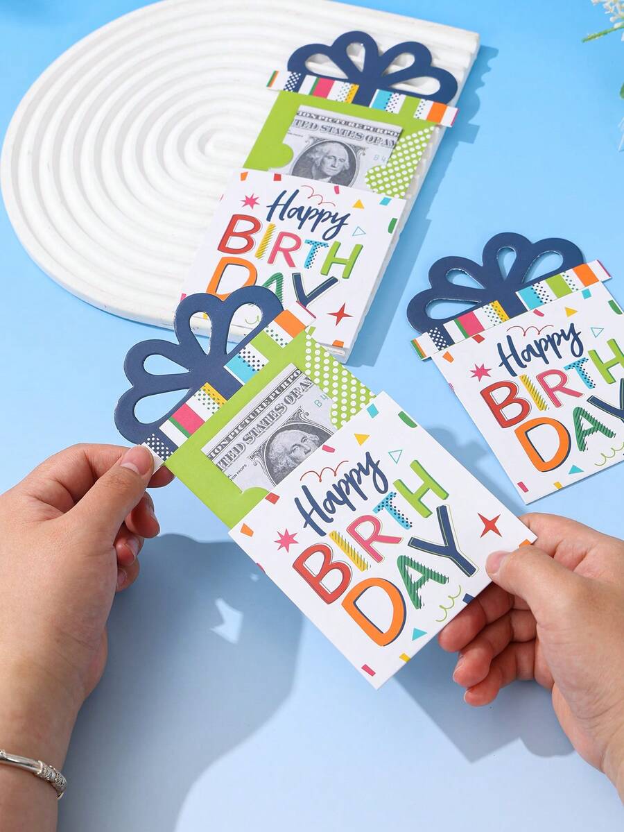 3个生日快乐红包，彩色生日派对红包袋，生日现金礼包，现金盒，宝宝一周岁生日礼物包装卡，一周岁生日礼物包装用品，生日红包，生日派对小礼物，生日装饰，生日派对用品，生日派对装饰品，派对礼物