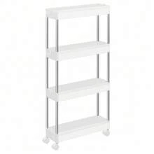 SONGMICS 4-Tier Storage Trolley, Rolling Cart With Wheels, Space-Saving Kitchen Trolley In Office Bathroom, 14.4 X 42 X 86 Cm, Cloud White - 白色 - 查看 9