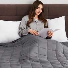Weighted Blanket 7lbs 40"X 60" Grey Heavy Blanket For 60-80lbs Weighted Blanket For Cooling And Heating With Premium Glass Beads Thick Blanket All-Season - 01-灰色+48吋x72吋-15磅 - 查看 6