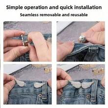 1/2/3/4 Pairs Bling Bling Wing Waist Buckle: Metal Alloy Adjustable Clip For Denim, Removable And Nail-Free Waistband Adjuster - Gold - View 8