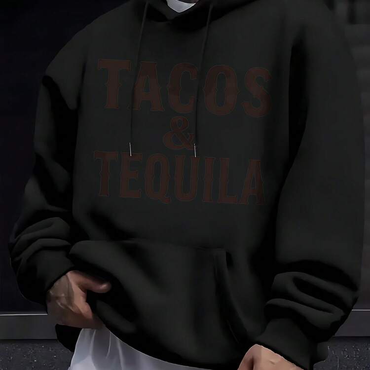 Sudadera con capucha para hombres, estampado de tacos y tequila, ropa deportiva casual de otoño e invierno, regalo para él - Albaricoque - Añade 6