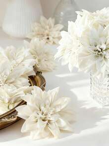 MEHELANY 12/5支仿真白色非洲菊，人造花，假植物，4.7英寸茎，适用于家居房间春季婚礼装饰、户外花园餐厅中心装饰、派对、礼品、新娘腕花、情人节母亲节装饰、婚礼装饰、DIY花环花束墙拱背景配件、前院装饰，送给女孩、女士、男士、母亲、父亲的礼物 - 乳白 - 查看 4