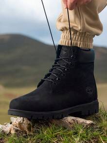 Timberland Radford 6英寸 WP 男士高帮靴，加垫鞋领，舒适休闲鞋，配同色圆形鞋带，户外耐用运动靴（宽楦） - 黑色 - 查看 1