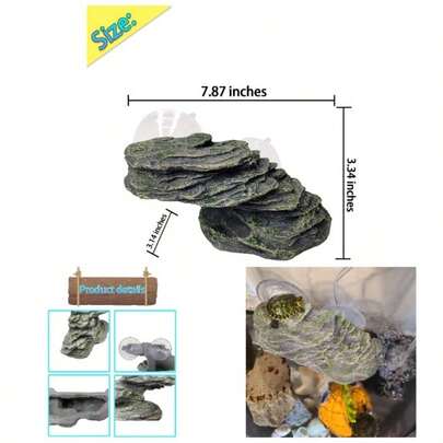 Reptile Rock Hideout Cave, Tortoise Hide Caves, Resin Hides Shelter, Reptile Green Plant Decoration Habitat Decor Terrarium Accessories Lizards Bearded Gecko Spiders