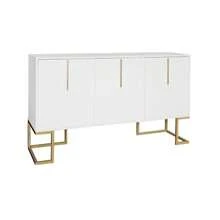 Modern 3-Türiges Sideboard Mit Verstellbaren Regalen, U-Förmigen Schranktüren Und Metallgriffen Und Sockel Für Esszimmer Und Küche (Weiß) - White - View 7