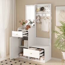 Hall Trees - White + Particle Board - View 5