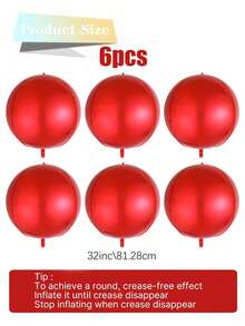 1/3/6pcs 10"/18"/22"/32"/70" Red 4D Effect Foil Balloons, Holographic Round Foil Balloons, Floatable, Helium Filled, Suitable For Birthday Party, Bachelor Party, Engagement, Wedding, Valentine's Day, New Year, Anniversary Celebration Decor - Red - View 14