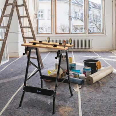 Foldable Work Bench, Workbench Can Be Used As A Vise, Sawhorse, And Bench Tool Stand - Large Adjustable Surface For Felexibility