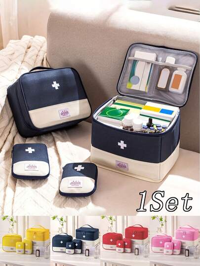 1 pieza Bolsa de almacenamiento médico de tela Oxford portátil, compacta, durable y resistente al agua, kit de primeros auxilios - Amplio espacio de almacenamiento, cumple con las necesidades de viaje y emergencia en el hogar - Ideal para entusiastas del aire libre, adecuado para caza, senderismo, campamentos y emergencias. Bolsa para medicamentos, caja de pastillas, estuche de pastillas, contenedores de pastillas, bolsa de hospital, organizador de medicamentos, bolsa de almacenamiento de medicamentos, artículos esenciales de viaje