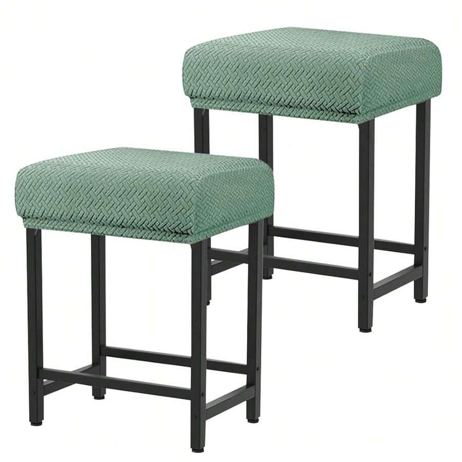 Levoberg Bar Stool Cover Rectangle Stretch Counter Height Barstool Slipcovers Rectangular Vanity Stool Cover Kitchen Counter Saddle Seat Cover For Wooden Metal Bench Set Of 2 Cyan,2Pack,Cyan - Cyan - View 1