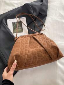 时尚休闲复古豹纹通勤单肩斜挎包 - 棕色 - 查看 8