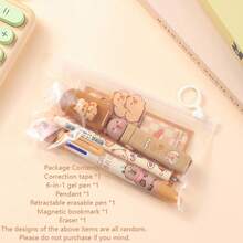 Juego de papelería de Capibara 6 en 1 con nuevo diseño disponible en 3 sets que incluye borrador, bolígrafo de gel, resaltador, notas adhesivas, perfecto para la oficina y la escuela - Juego de papelería de Capibara - Multicolor - Ver 16