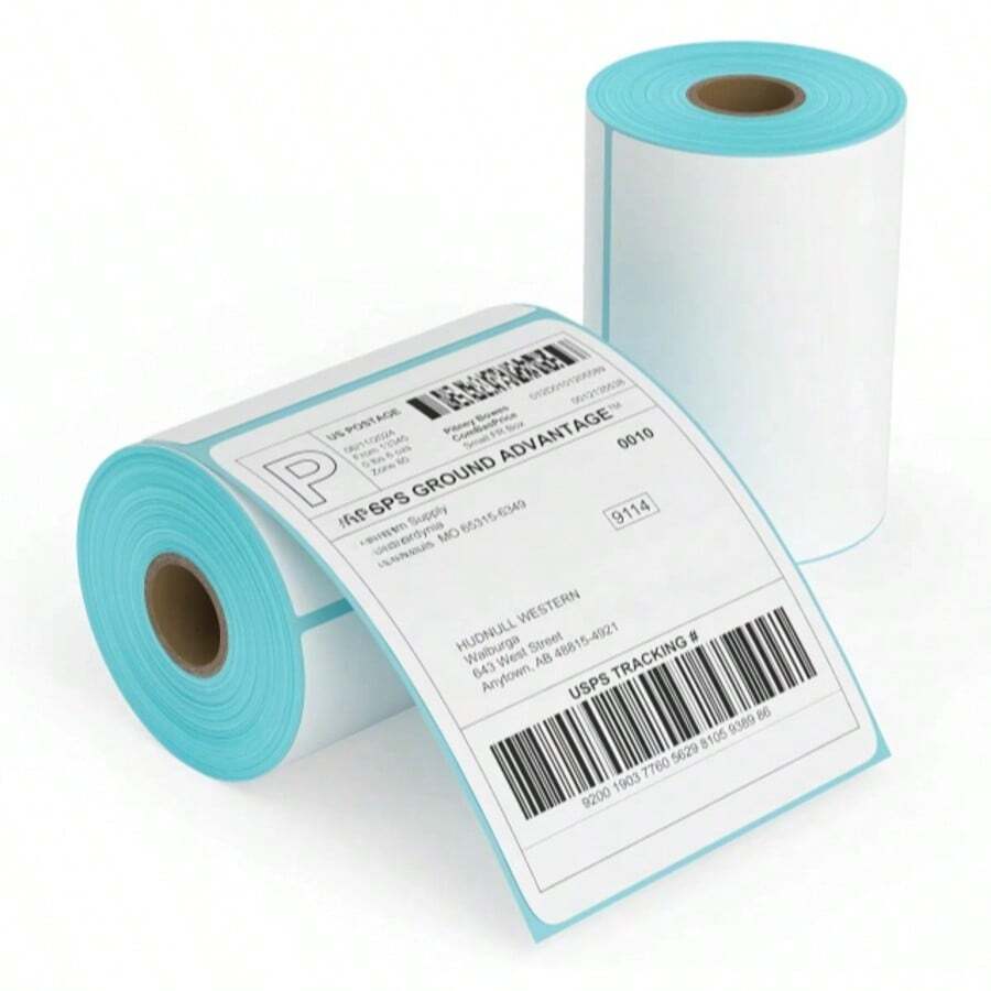 3pcs Thermal Print Labels, Adhesive Shipping Stickers, Adjustable Rolls, And Stackable Options, Size 100*150mm - 白色 - 查看 1