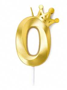 Gold Shell Crown Numbered 0-9 Cute Birthday Anniversary Cake Topper Candles For Party, Celebration, Single Game, Anime Theme - Gold - View 21