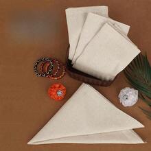 6 Stücke/Set hochwertige Leinen-Servietten, 18x18 Inches, klassische umsäumte Kanten, Mitrageecken - weiche & elegante Servietten, maschinenwaschbar, geeignet für Hochzeiten, Partys, Alltagsgebrauch - Natur - Beige - Übersicht 3