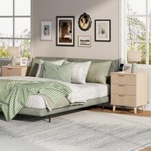 GIKPAL Wood 3 Drawers Dresser Fluted Night Stand With Charging Station, Storage Nightstand Modern Side Table, Bedside Table For Bedroom, Living Room Entryway, Natural - 查看 9