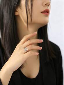 1pc Minimalist Stainless Steel Spider Web Adjustable Open Ring, Versatile Creative Design Unisex Commemorative Gift - Fashionable and Casual - View 7