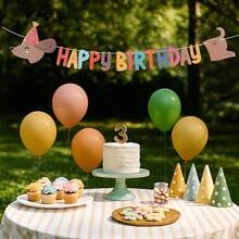 1 Conjunto Faixa de Aniversário Feliz do Dachshund - Decoração Suspensa de Papel Colorido com Texto "Feliz Aniversário", Adequado para Decoração de Festa, Jardim, Entrada e Decoração de Quarto, Sem Necessidade de Eletricidade, Decoração de Festa de Aniversário - Multicolorido - Visão 1