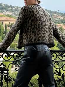 Chic Leopard Print Cardigan – Bold And Fuzzy Knit, Perfect For Fall/Winter Layering With An Edgy Style - Multicolor - View 2