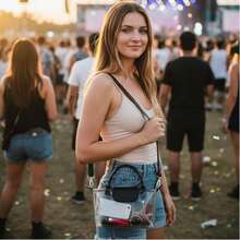 Stylish Long Adjustable Strap Clear Bag Stadium Approved, Cute Crossbody Shoulder Purse For Women Concerts Sports,Christmas Gift For Men Women - 黑色 - 查看 4