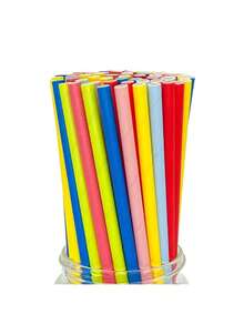 25 peças/100 peças Canudos de Papel Coloridos Variados, 100 peças/Pacote, Canudos de Papel Descartáveis Multipadrão, Canudos para Bebidas, Adequados para Ano Novo, Dia dos Namorados, Casamentos, Aniversários, Festas, Bebidas, Chá com Leite, Café, Suco, Festa do Dia dos Namorados, Decoração Doméstica, Presentes para Casa - Multicolorido - Visão 38