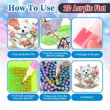 1Pc 2D Flat Acrylic Cute Puppy Diamond Art Painting Kit, 5D DIY Special Shape Crystal Bright Local Diamond Art Painting Mosaic Making Crafts, Handicraft Gifts, Office Desktop Decoration Art, If You Want To Make Your Home More Beautiful And Colorful, Diamond Pattern Can Help You Add Decorative Fun. No Frame - 彩色 - 查看 9