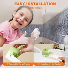 WADY 1 Piezas Extensor de Grifo para Niños,Faucet Extender for Kids de Agua de Silicona,Extensor De Grifo Para Niños Pequeños,Alargador de Grifo de Dibujos Animados para Niños,Prueba de Salpicaduras (Verde) - Amarillo - Ver 9