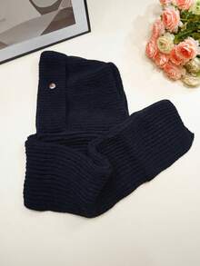 女士时尚多功能拉法帽，针织帽围巾套装，秋冬户外保暖耳罩毛线帽，秋季装饰情人节礼物