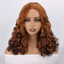 18 Inch Shawl Large Wave Roll Chemical Fiber Hair For Women With Bangs Fashion Women's Synthetic Wig For Daily Or Holiday Party Wear - Multicolor - View 4