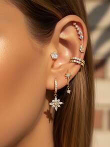 1只925纯银星形耳钉，扁平耳骨耳钉，适合日常佩戴、婚礼、派对、订婚、周年纪念、情人节及其他场合。