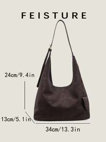 1pc FEISTURE Large Capacity Solid Color PU Shoulder Bag, Fashion Mother-Shoulder Bag (With Small Bag), Suitable For Daily Outing, Dating, Commuting - Coffee - View 3