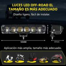 CASALIVA 2pcs Faros Auxiliares Lupa Paraauto Moto, 65000 LM Moto Intermitentes, Luces Exploradoras e Impermeables IP67, Faros LED Rectangular De Lupa,Luz Antiniebla y Alta/Baja - Negro - Ver 3