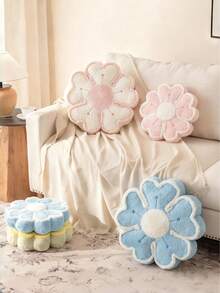 5-Petal Embroidered Flower Pillow Upgrade. This Soft And Comfortable Floral Cushion Adds A Warm And Romantic Touch To Your Living Room Sofa Or Bedroom Headboard. - White Powder Core - View 6