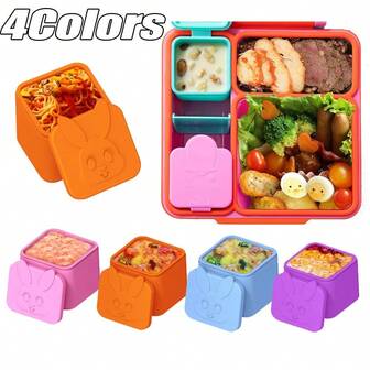 1pc Silicone Lunch Box Sauce Divider Cup Square Small Condiment Storage Box Dip Cup Non-Stick Container Food Cover Bento, Reusable Food Storage Cup For Work & School, Portable Breakfast Carrier With Lid, Outdoor-Friendly Design