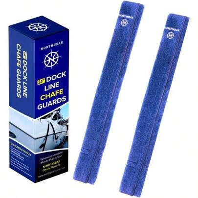 Boat Chafe Guards Dock Lines 24 Inch Lenght 2 Pack - Ultra - Strong Removable Rope Covers, Heavy Duty, Navy Resistant, Eliminates Line Squeaking And Prevents Rope Chafingu2026 Navy Blue