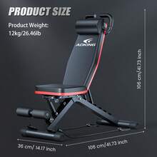 Adjustable And Foldable Workout Bench, Multifunctional Strength Training Dumbbell Bench, Indoor Incline Bench With Extended Backrest, 1000 Lbs Strength Training Bench For Full Body Workout, Multi-Functional Incline Decline Workout Bench For Home Gym,90° To -30° FID And 30in Extended Backrest For Bench Press Strength Training Exercise - Black (57 Models) - 1000 Lbs - View 9