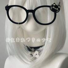 1 Piece Women's Cute Sweet Water Pink Cat Paw Glasses Frame Ideal Mother's Day 2026 Gift For Mom Best Mom Sentimental Thank You Gift For Grandma Mum Unique Heartfelt Surprise Mother's Day Accessories Slimming Adorable Cosplay Anime Daily Wear - 淚痕黑貓眼鏡框 - 查看 3