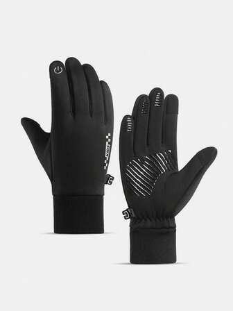 זוג אחד כפפות חורף לילדים, גב עמיד למים, מסך מגע חם, פליז נגד החלקה, מתאים לגילאי 5-14 בנים ובנות