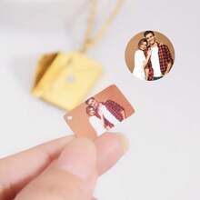 Custom Engraving Photo Locket •Sentimental Relationship Jewelry •Gold Mail Envelope Couple NecklaceBest Friend GiftMom's Gift - Multicolor - View 4