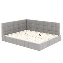 Upholstered Sofa Bed 140*200 Multifunctional Bed With Slatted Base Made Of Skin-Friendly Velvet Fabric In Grey