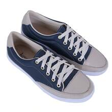 Women's Sneakers In Genuine Leather - Lightweight And Comfortable For Everyday Wear - Azul com Bege - 查看 5