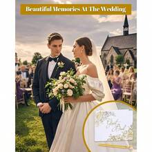 Wedding Guest Book With A Pen Gold, Guest Book Wedding Reception U200Bu200B9* 6. Inchesu200Bu200B, Gold Foil Hardcover GuestBook Shower, Graduation, Birthdays - Initial - View 6