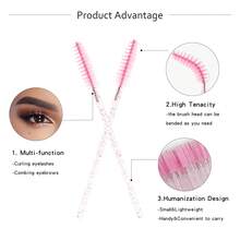 MyAoKuE-Up 50/100 Stück Mascara Bürsten, trichterförmige Mascara Applikatoren, Einweg-Spiralbürsten zum Reinigen der Wimpern, kristallglänzende Mascara Bürsten, Werkzeuge für Wimpernverlängerung, tragbar und geeignet für den täglichen Gebrauch und zum Reisen. - Pink - Übersicht 7