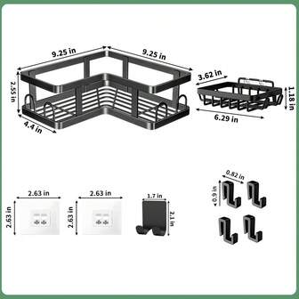 Paquete de 13 Estantes de Regadera con Adhesivos,Prueba de óxido,Sin Taladrar,Estante Organizador Regadera para Baño,Repisa para Baño Pared,Jabonera,con 3 Ganchos Autoadhesivos