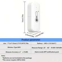 Tuya WiFi Wireless Temperature And Humidity Sensor - Smart Connection Detector, Real-Time Home Monitoring, Intelligent Linkage, ABS Plastic, Battery-Powered (Batteries Not Included) For Smart Home, Whit
