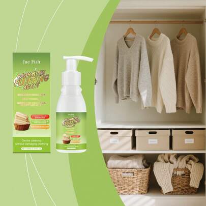 JUE FISH Chai xịt dưỡng phục hồi độ phồng và làm mềm vải áo len 100ml, nhẹ nhàng sửa chữa hiện tượng co rút và khôi phục độ mềm mại cho quần áo, thích hợp cho việc giặt máy hoặc giặt tay, lý tưởng để sử dụng hàng ngày trong gia đình.
